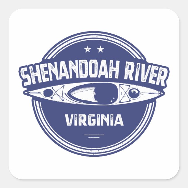 Pegatina Cuadrada Río Shenandoah, Virginia (Anverso)