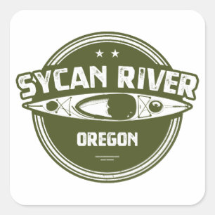 Pegatina Cuadrada Río Sicano Oregon Kayaking