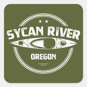 Pegatina Cuadrada Río Sicano Oregon Kayaking