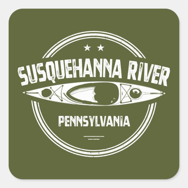 Pegatina Cuadrada Río Susquehanna, Pensilvania (Anverso)