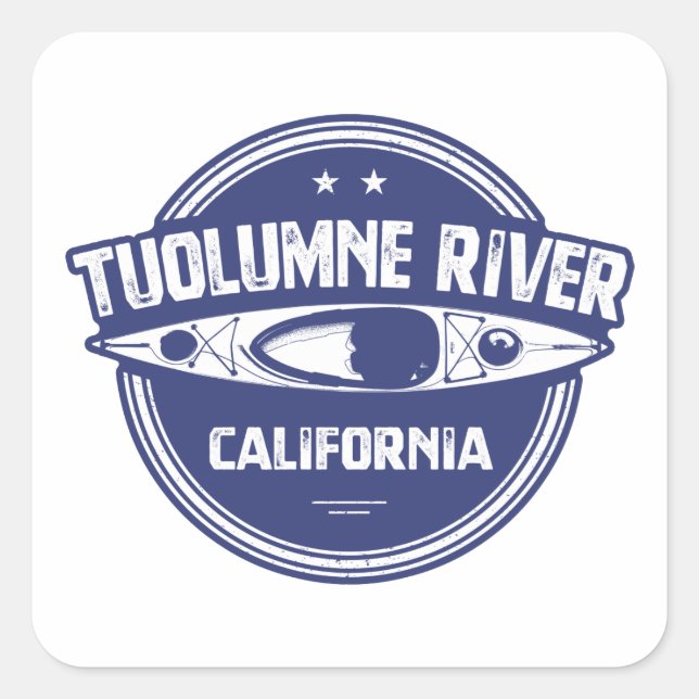 Pegatina Cuadrada Río Tuolumne, California (Anverso)