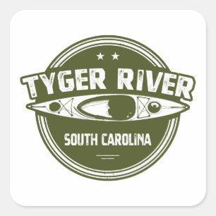 Pegatina Cuadrada Río Tyger, Carolina del Sur