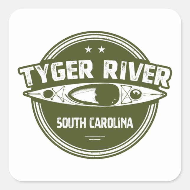 Pegatina Cuadrada Río Tyger, Carolina del Sur (Anverso)