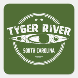Pegatina Cuadrada Río Tyger, Carolina del Sur