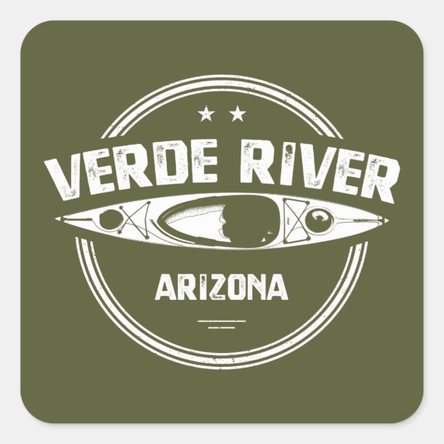 Pegatina Cuadrada Río Verde Arizona Kayak (Anverso)