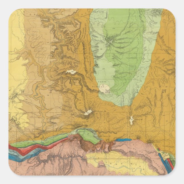 Pegatina Cuadrada Río verde desde la ruta ferroviaria del Pacífico d (Anverso)