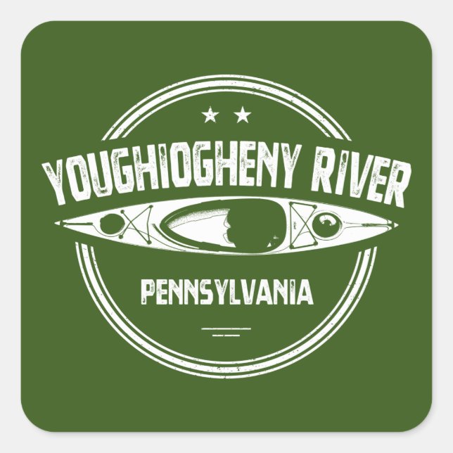 Pegatina Cuadrada Río Youghiogheny, Pennsylvania (Anverso)