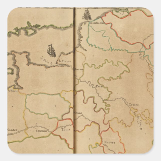 Pegatina Cuadrada Ríos de Francia (Anverso)