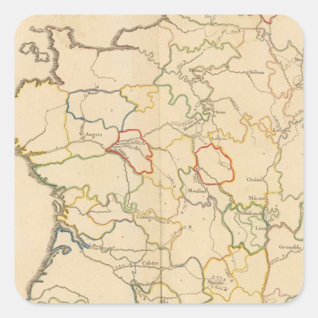 Pegatina Cuadrada Ríos de Francia (Anverso)