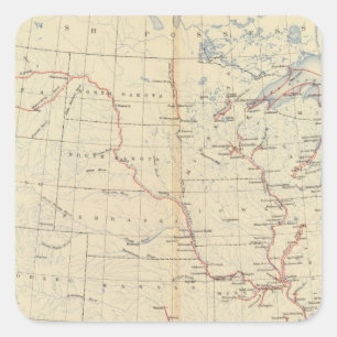 Pegatina Cuadrada Ríos navegables, rutas 1890