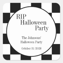 RIP Halloween Black and White Check Party