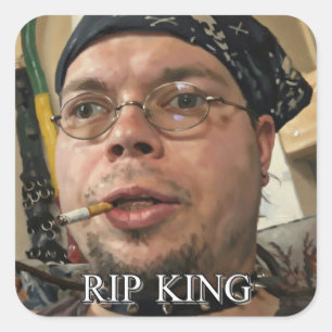 Pegatina Cuadrada RIP KINGCOBRAJFS Arte de Tributo al Meme