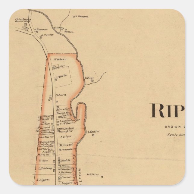 Pegatina Cuadrada Ripley, Ohio (Anverso)