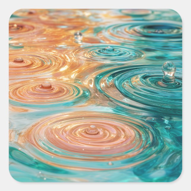 Pegatina Cuadrada Ripples of Tranquility Abstract Water Harmony (Anverso)
