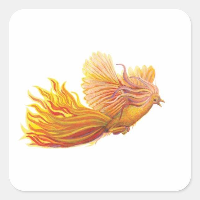 Pegatina Cuadrada Rising Phoenix Bird (Anverso)