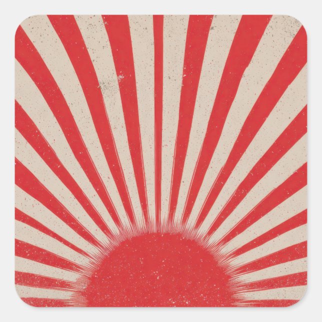 Pegatina Cuadrada Rising Sun Background – Retro Vintage Rays (Anverso)