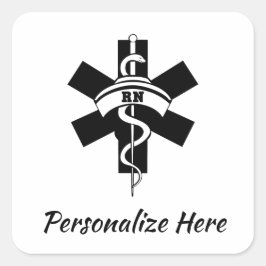 Pegatina Cuadrada RN Nurses Medical Symbol   