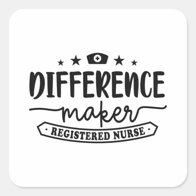 Pegatina Cuadrada RN svg, enfermero de enfermería registrado, difere (Anverso)