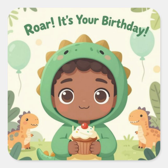 Pegatina Cuadrada Roar It's Your Birthday Square Sticker (Anverso)