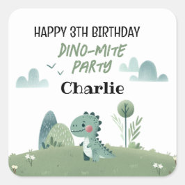 Pegatina Cuadrada Roarsome Dino Birthday