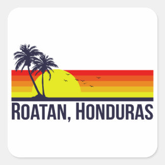 Pegatina Cuadrada Roatan Honduras