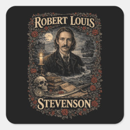Pegatina Cuadrada Robert Louis Stevenson