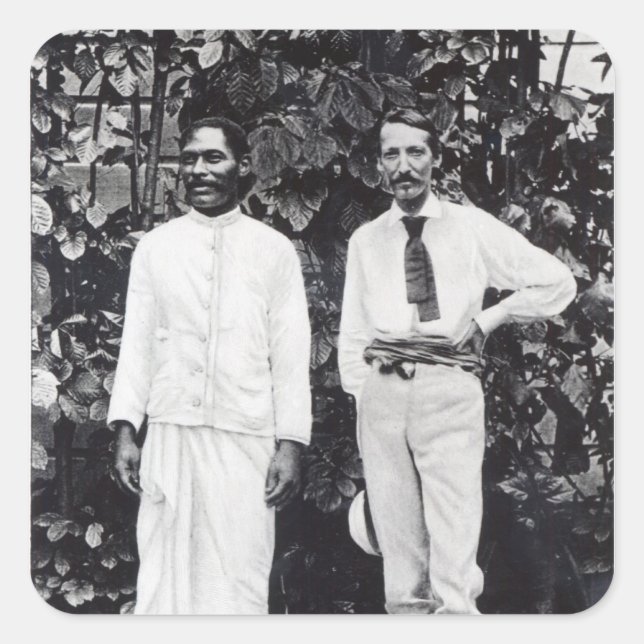 Pegatina Cuadrada Robert Louis Stevenson y su amigo (Anverso)