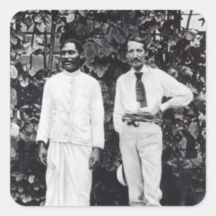 Pegatina Cuadrada Robert Louis Stevenson y su amigo