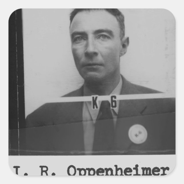 Pegatina Cuadrada Robert Oppenheimer (Anverso)