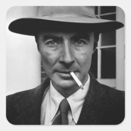 Pegatina Cuadrada Robert Oppenheimer Smoking Photo