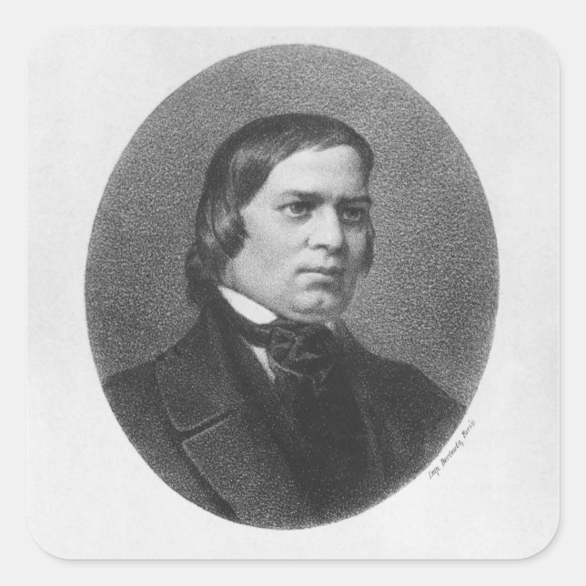 Pegatina Cuadrada Robert Schumann, 1839 (Anverso)