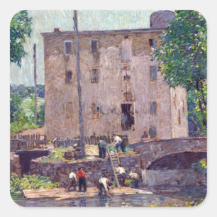 Pegatina Cuadrada Robert Spencer reparando el puente