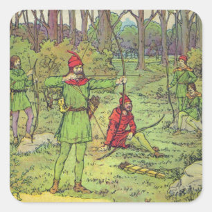 Pegatina Cuadrada Robin Hood en el bosque