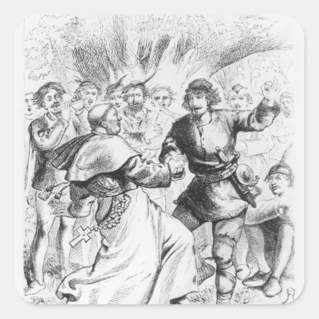 Pegatina Cuadrada Robin Hood y el Obispo (Anverso)