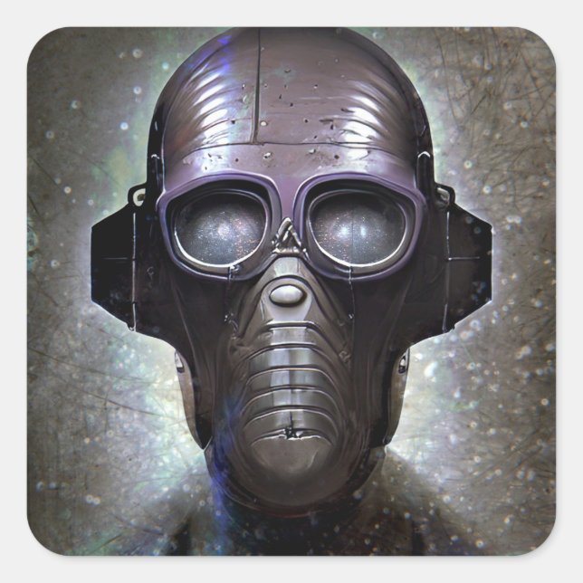 Pegatina Cuadrada Robot (Anverso)