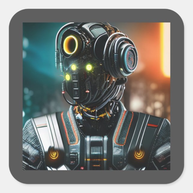 Pegatina Cuadrada Robot 3 pegatinas cuadrados (Anverso)