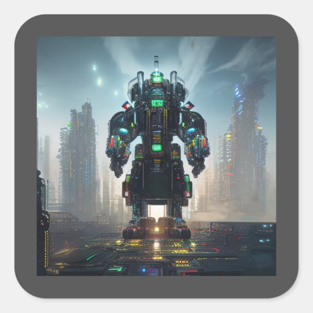 Pegatina Cuadrada Robot 4 pegatinas cuadrados (Anverso)