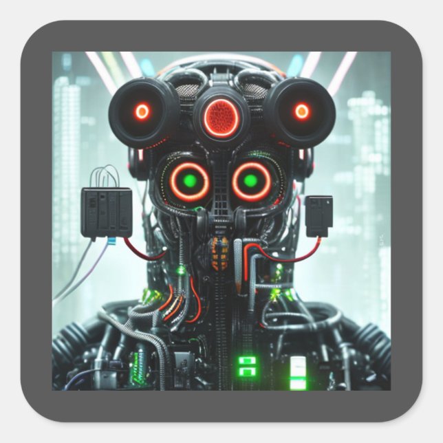 Pegatina Cuadrada Robot 5 pegatinas cuadrados (Anverso)