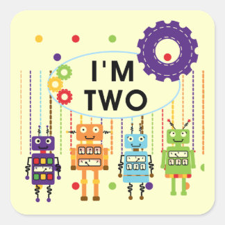 Pegatina Cuadrada Robot camisetas y regalos de cumpleaños