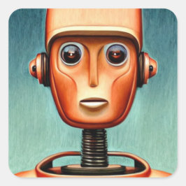 Pegatina Cuadrada Robot cute