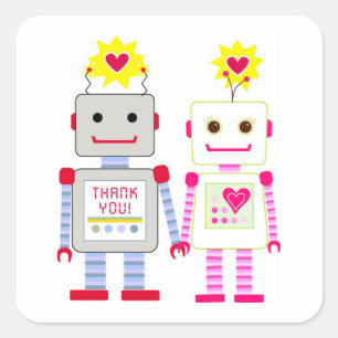 Pegatina Cuadrada Robot Gracias Pegatinas