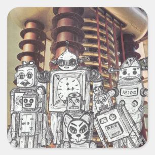 Pegatina Cuadrada Robot Holiday 8