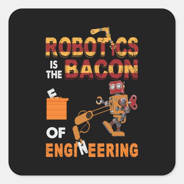 Pegatina Cuadrada Robótica De Ingeniería (Anverso)