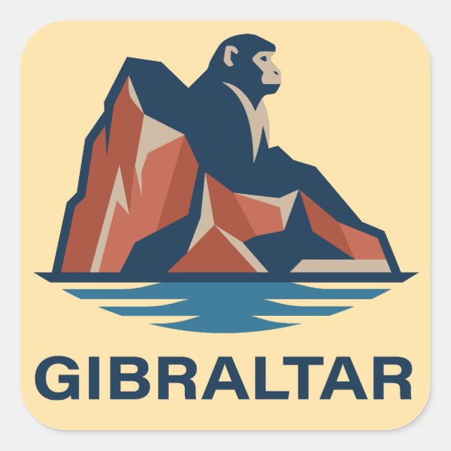Pegatina Cuadrada Roca de Gibraltar (Anverso)