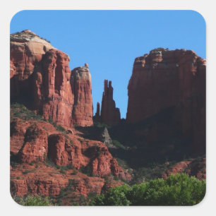Pegatina Cuadrada Roca de la Catedral en el Monumento de Sedona Ariz