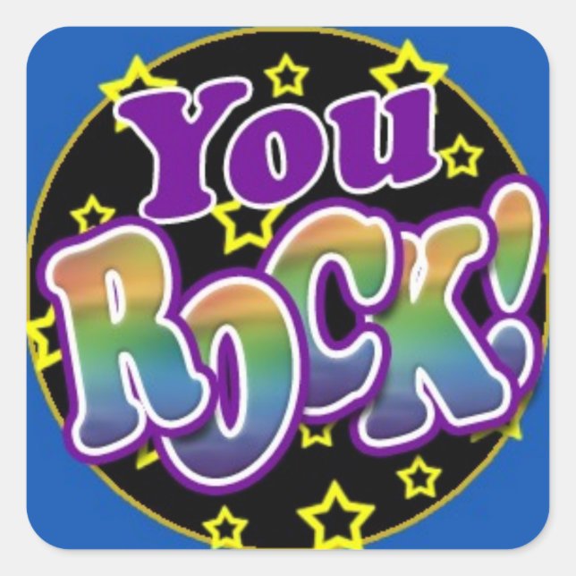 Pegatina Cuadrada ¡Rocas! (Anverso)