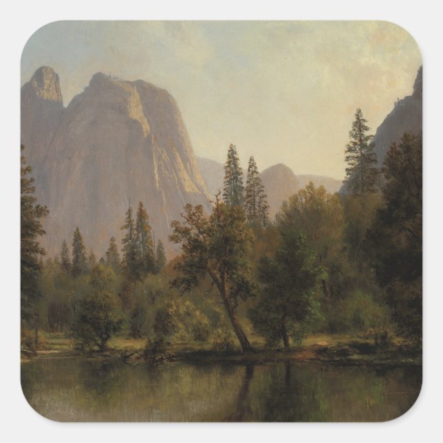 Pegatina Cuadrada Rocas de la Catedral, Valle Yosemite Albert Bierst (Anverso)