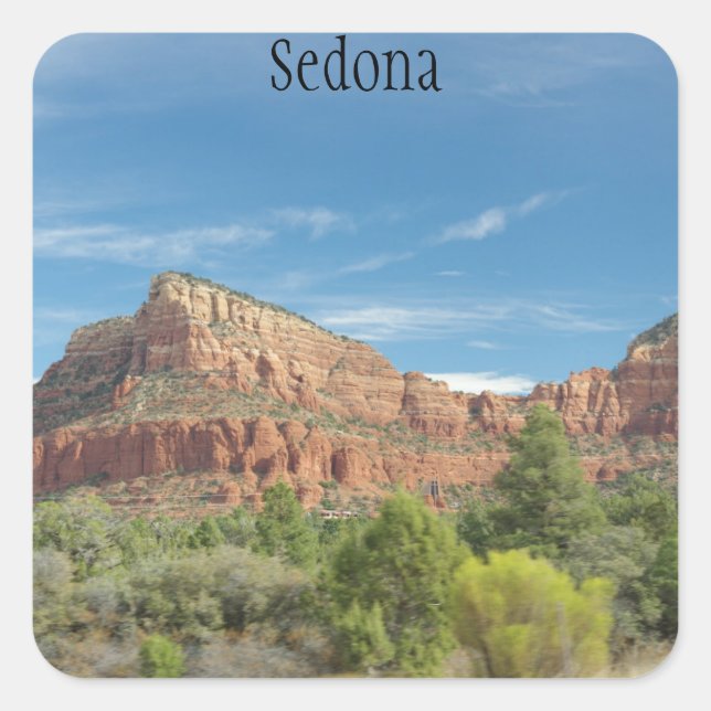 Pegatina Cuadrada Rocas rojas de Sedona (Anverso)