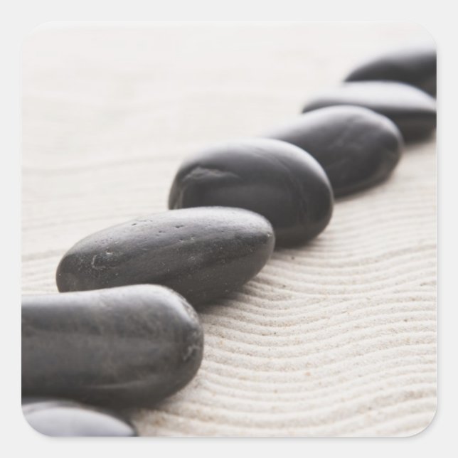 Pegatina Cuadrada Rocas sobre la arena (Anverso)