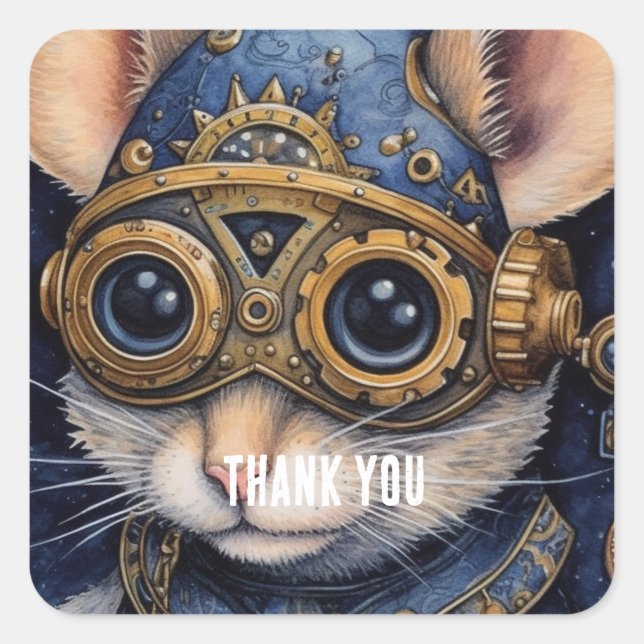Pegatina Cuadrada Rociar con estilo steampunk (Anverso)